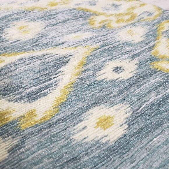 Cotton Blend Tapestry  Blue & Lime Tassled Zippered Pillow Cover Sham  24 X 13.5 - Picture 3 of 7